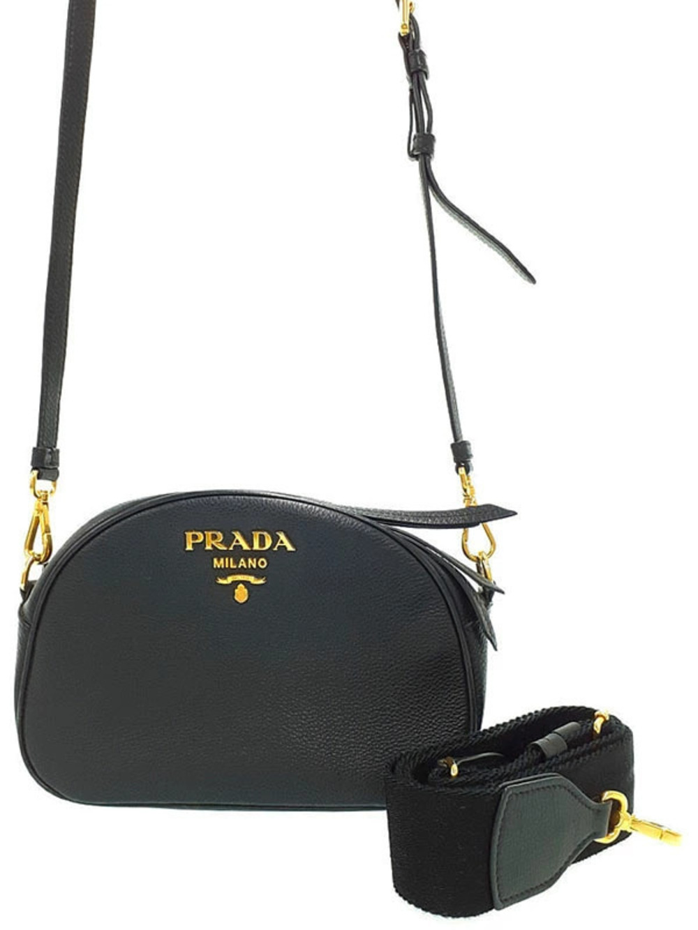 Prada black textured leather Milano crossbody bag